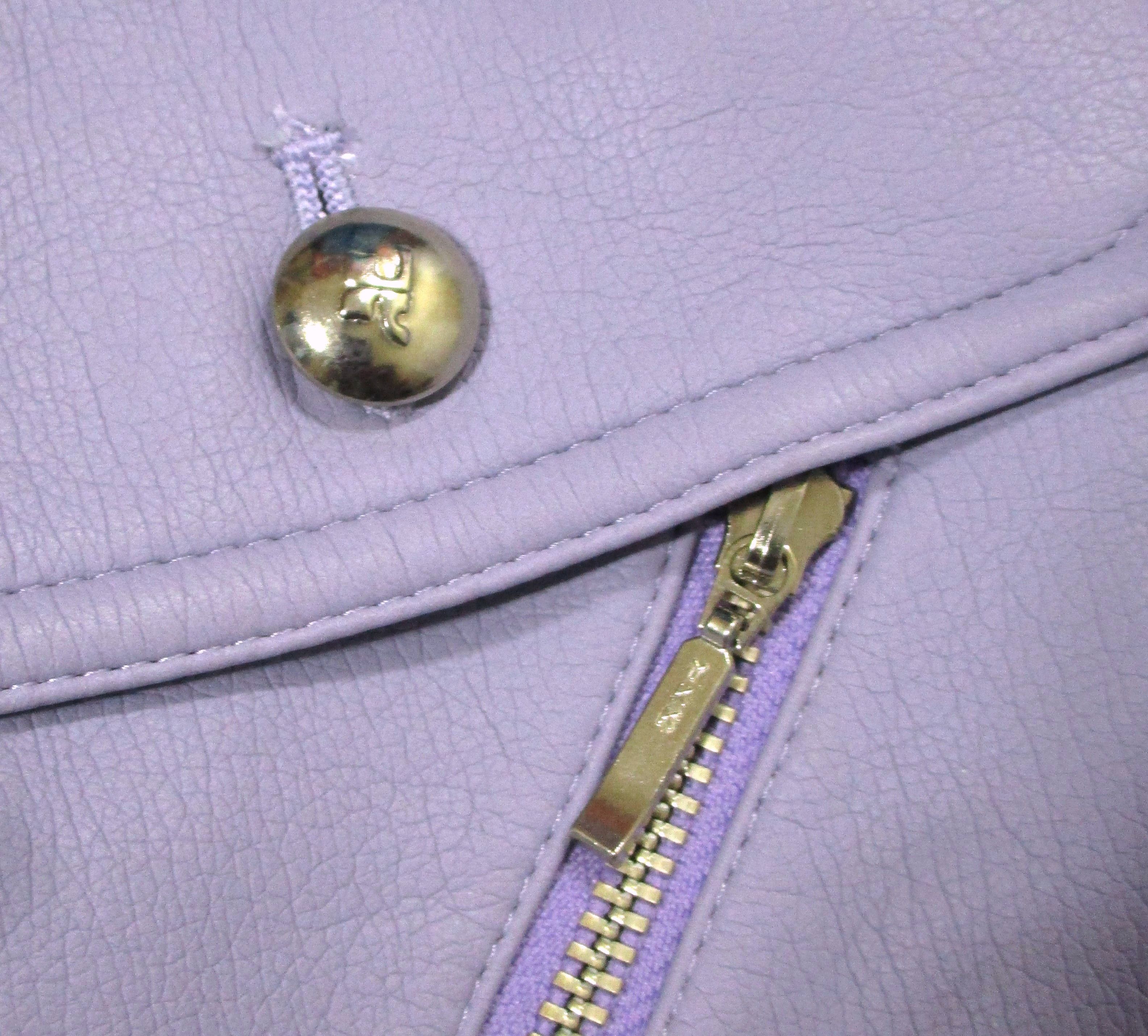 Courreges × Vintage Faux Leather Cropped Jacket Embossed Logo Button Size L / US 10 / IT 46 - 8 Thumbnail