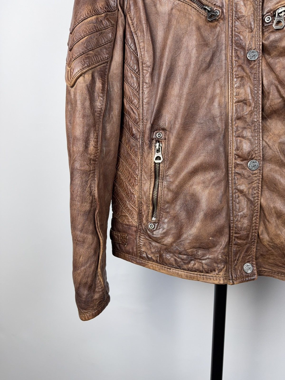 Vintage Gipsy Vintage Faded Biker Jacket Faux Leather Moto 90s Size L / US 10 / IT 46 - 4 Thumbnail