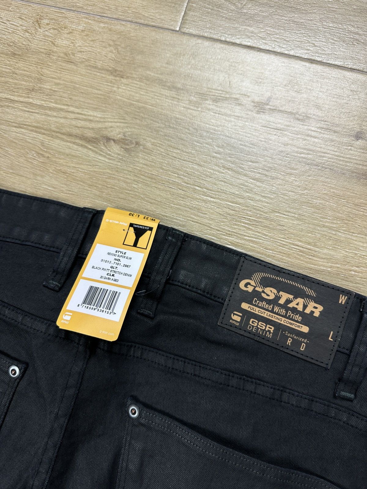 G-Star NEW🏷️ G-Star Raw Revend Super Slim Waxed Denim Jeans Size US 33 - 10 Thumbnail