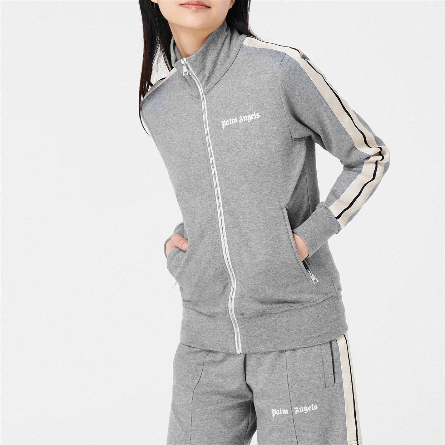 Palm Angels o1g2r1mq0325 Track Zip Jacket in Grey & White Size XL / US 12-14 / IT 48-50 - 4 Thumbnail