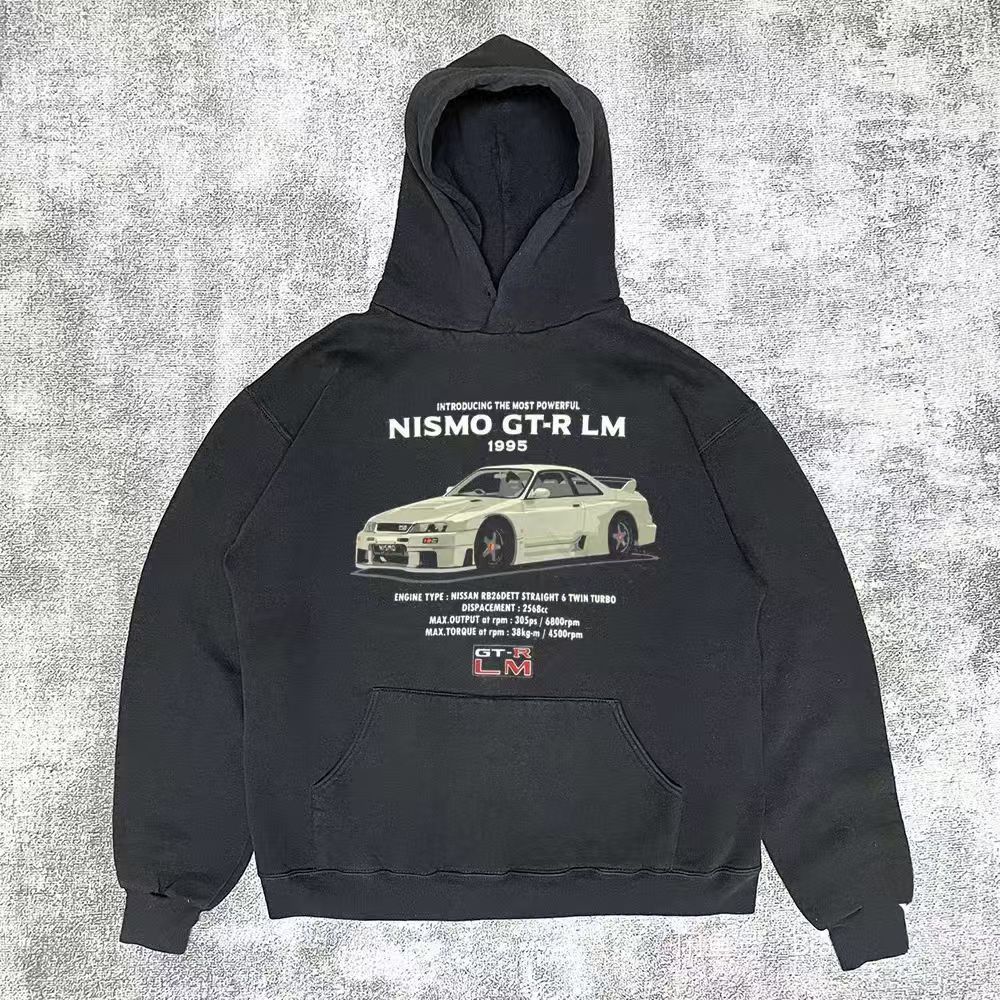 Japanese Brand × Vintage Black Vintage Car Print Hoodie Size US L / EU 52-54 / 3 - 1 Thumbnail