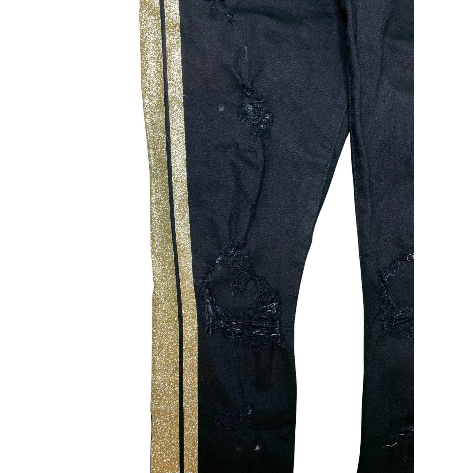 Amiri Amiri Thrasher Gold Stripe Black Jeans Size US 30 / EU 46 - 5 Thumbnail