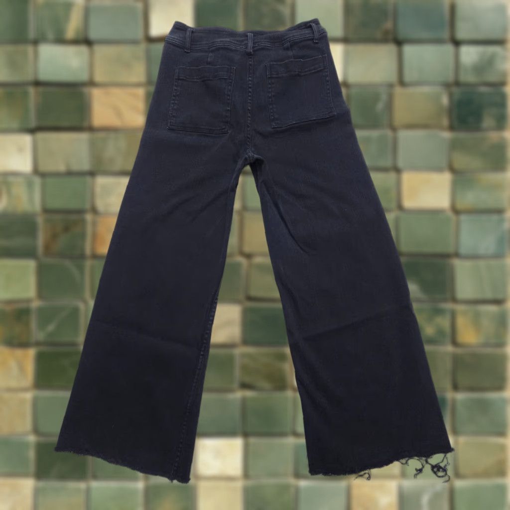 Vintage Miou Muse Jeans Womens Large Black Ankle Wide-Leg Frayed Hem High Rise Boho Summer Fall Winter Spring Casual Size 36" / US 14 / IT 50 - 1 Thumbnail