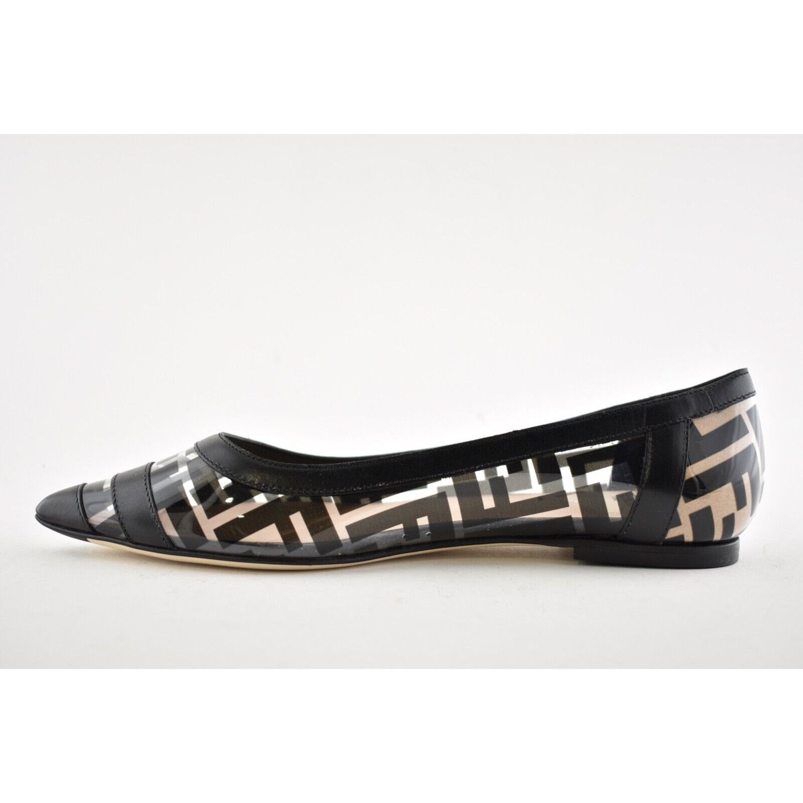 Fendi Fendi Black PVC Colibri Clear Leather Pointed Ballerina Size US 6 / IT 36 - 3 Thumbnail