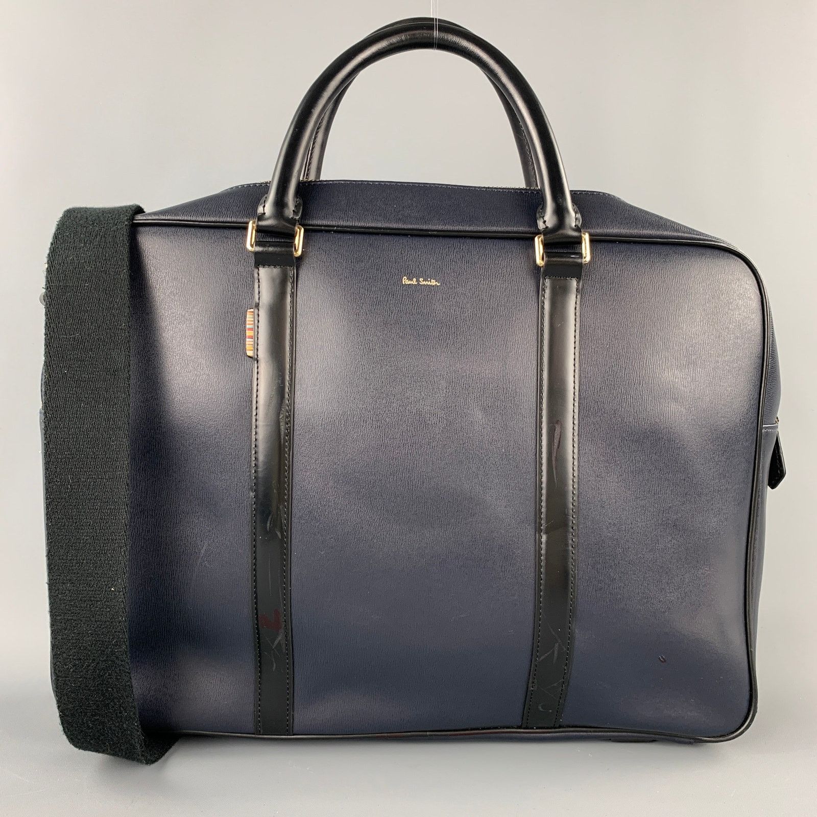 Paul Smith PAUL SMITH Navy & Black Leather Shoulder Strap Briefcase Bag Size ONE SIZE - 1 Thumbnail