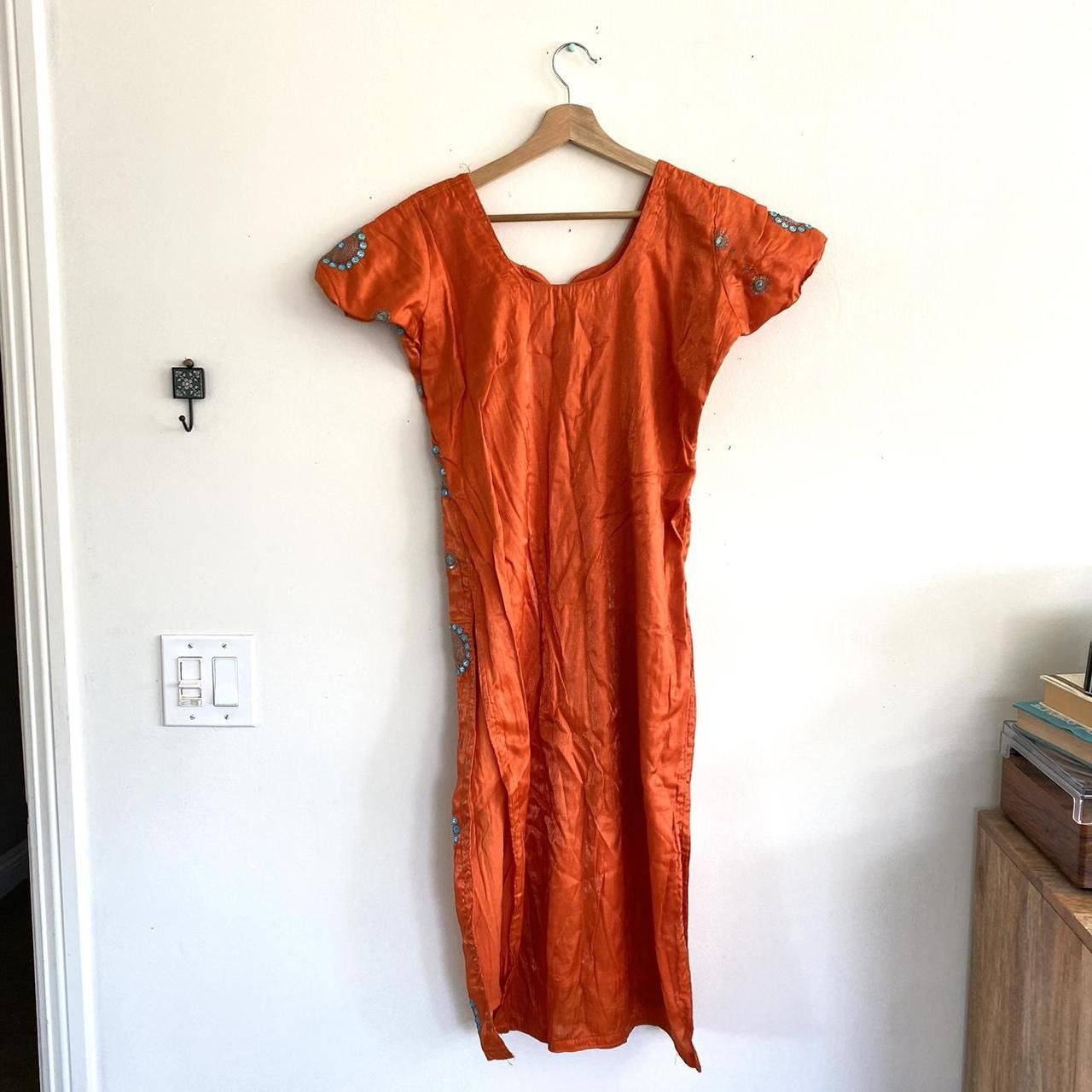 Vintage VINTAGE INDIAN ORANGE TURQUOISE SEQUIN TOP DRESS SMALL Size S / US 4 / IT 40 - 7 Thumbnail