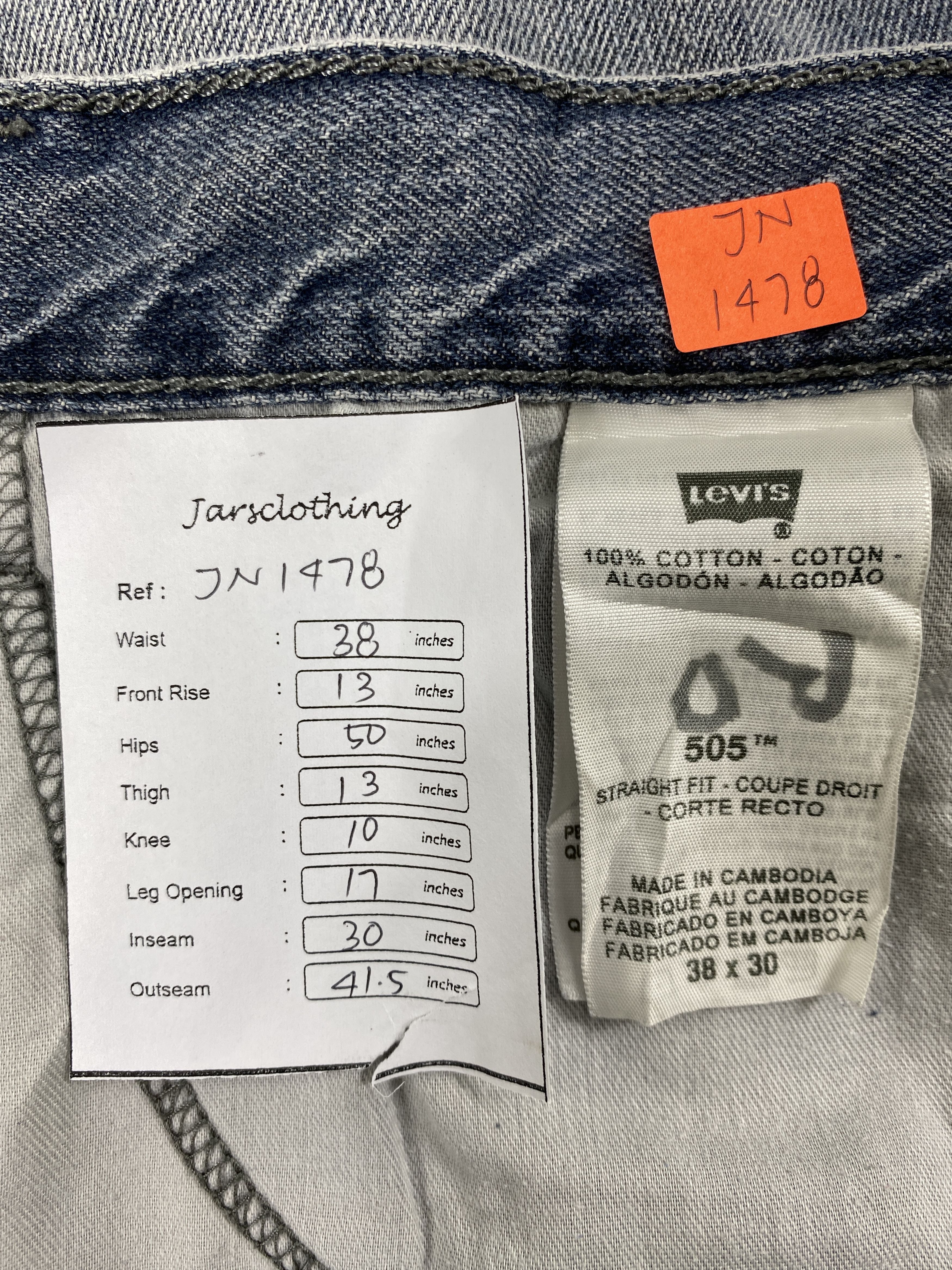 Faded Blue Vintage Levi's 505 Jeans 38x30 Denim JN1478