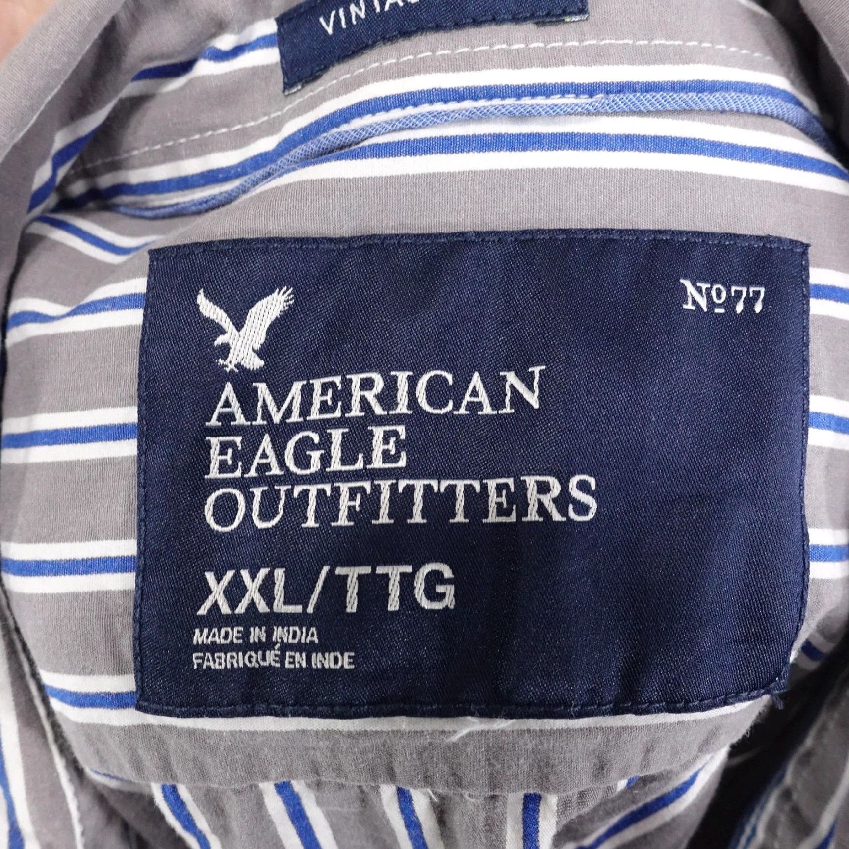 American Eagle Outfitters VINTAGE American Eagle Outfitters Button-Up Shirt Mens 2XL Gray Striped Regular Fit Long Sleeve Size US XXL / EU 58 / 5 - 6 Thumbnail