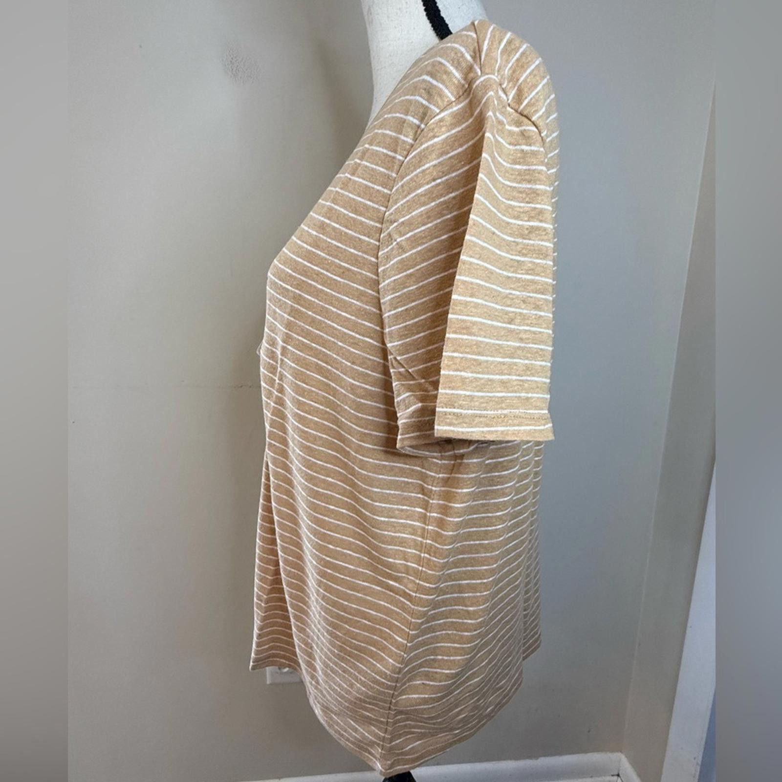 Other Banana Republic Factory linen blend tan white striped tee XL Size XL / US 12-14 / IT 48-50 - 3 Thumbnail