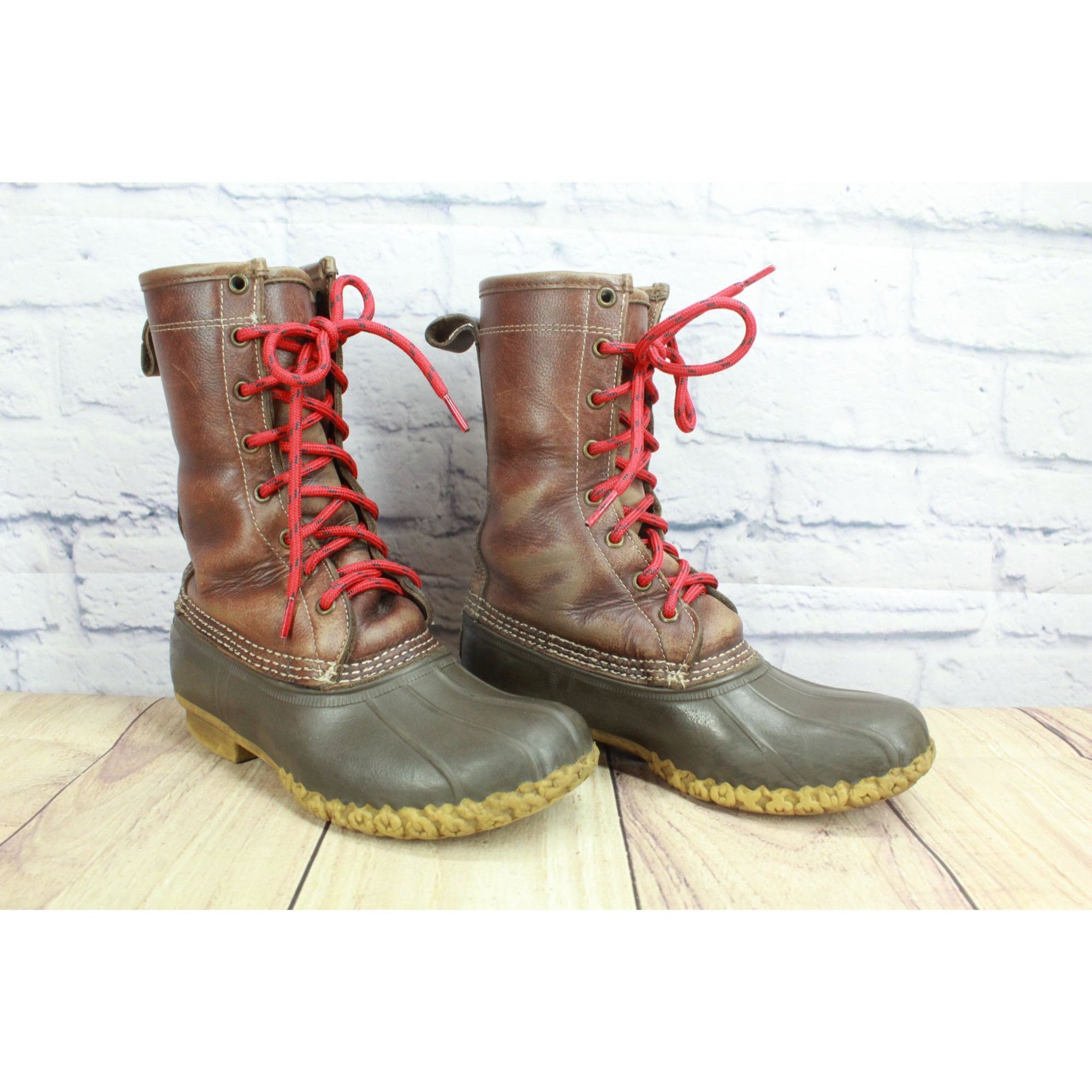 L.L. Bean LL Bean Women’s Shearling-Lined Brown Leather Duck Boots Size US 6 / IT 36 - 3 Thumbnail