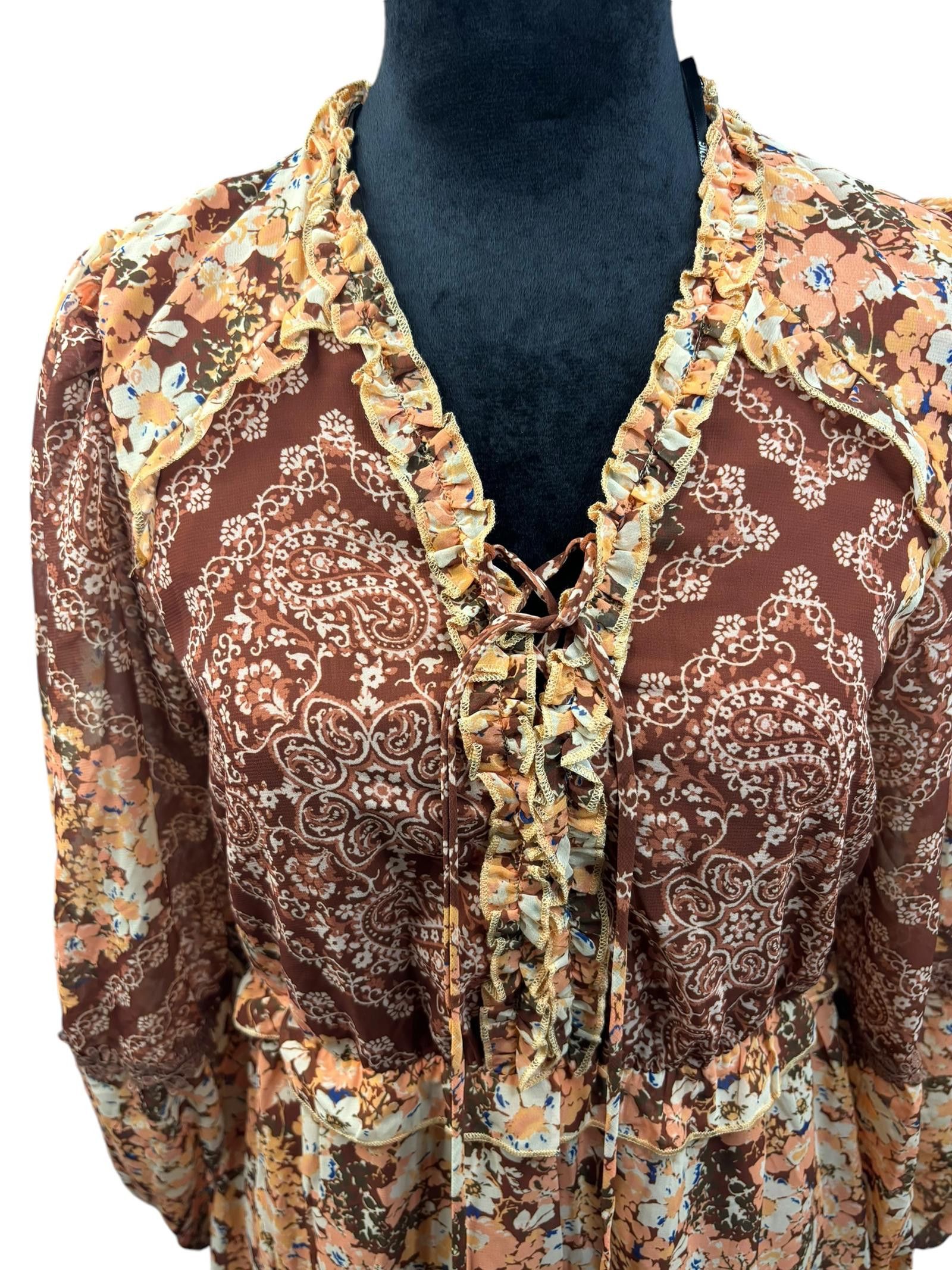 Designer Miss Me Floral Print Long Sleeve Dress Womens Size Medium Size M / US 6-8 / IT 42-44 - 2 Thumbnail