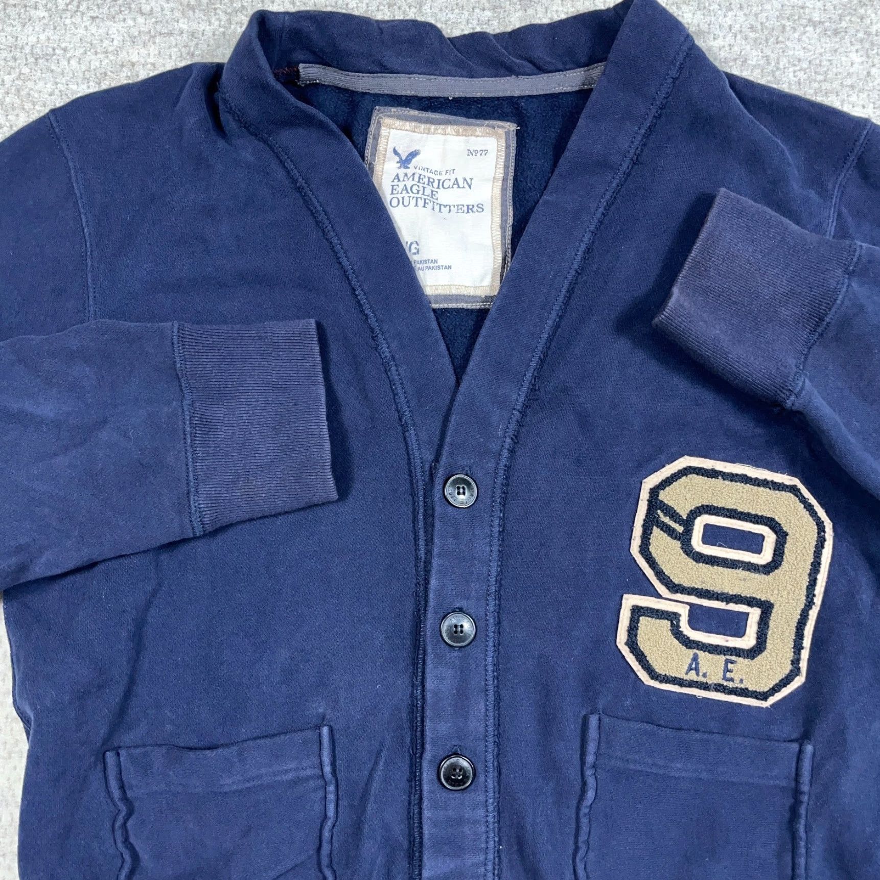 American Eagle Outfitters VINTAGE American Eagle Outfitters Cardigan Sweater Men L Blue Varsity Button Patch Knit Cardigan 80s Logo Modern Preppy Sports Classic Mens Size US L / EU 52-54 / 3 - 2 Thumbnail