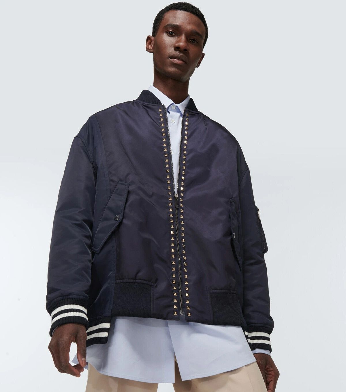 Valentino o1y0525 Bomber Jacket in Midnight Blue Size US L / EU 52-54 / 3 - 2 Thumbnail