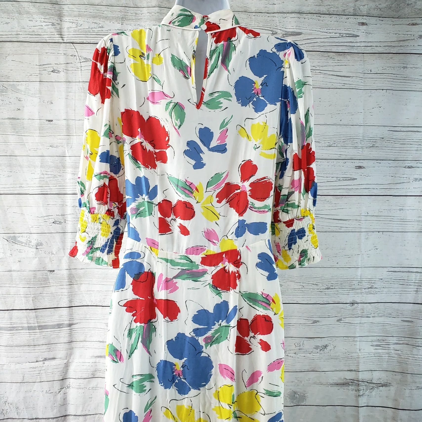 RIXO Rixo for Target Womens Cascade Ruffle Dress Sz 4 White Blue Floral Mock Neck Maxi Dress Womens | Rayon | Floral Pattern | 52" Length | 17" Width Size S / US 4 / IT 40 - 4 Thumbnail