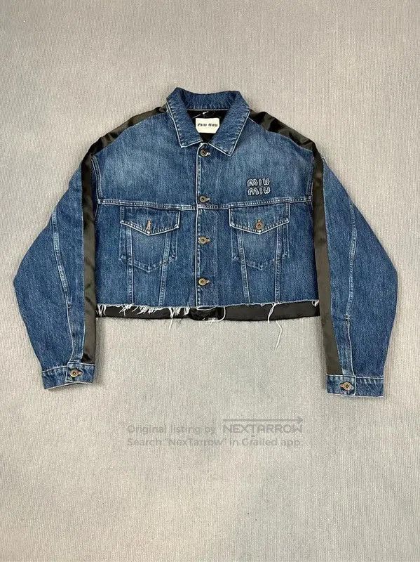 Miu Miu Miu Miu Blue Denim Cropped Jacket . Size S / US 4 / IT 40 - 1 Thumbnail