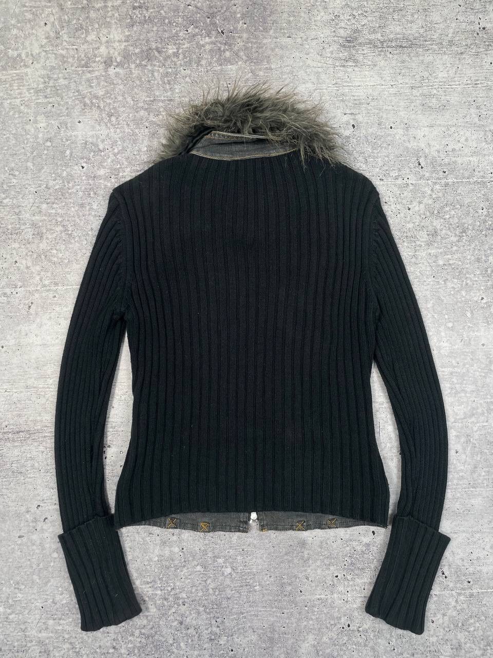 Hysteric Glamour Vintage Karen Millen Faux Fur Denim Knit Jacket LGB Y2K Size S / US 4 / IT 40 - 5 Thumbnail