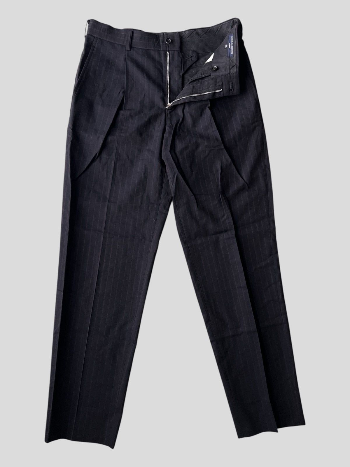 Junya Watanabe FW06 Comme des Garcons Homme Black Striped Gabardine Pants Size US 31 - 1 Thumbnail