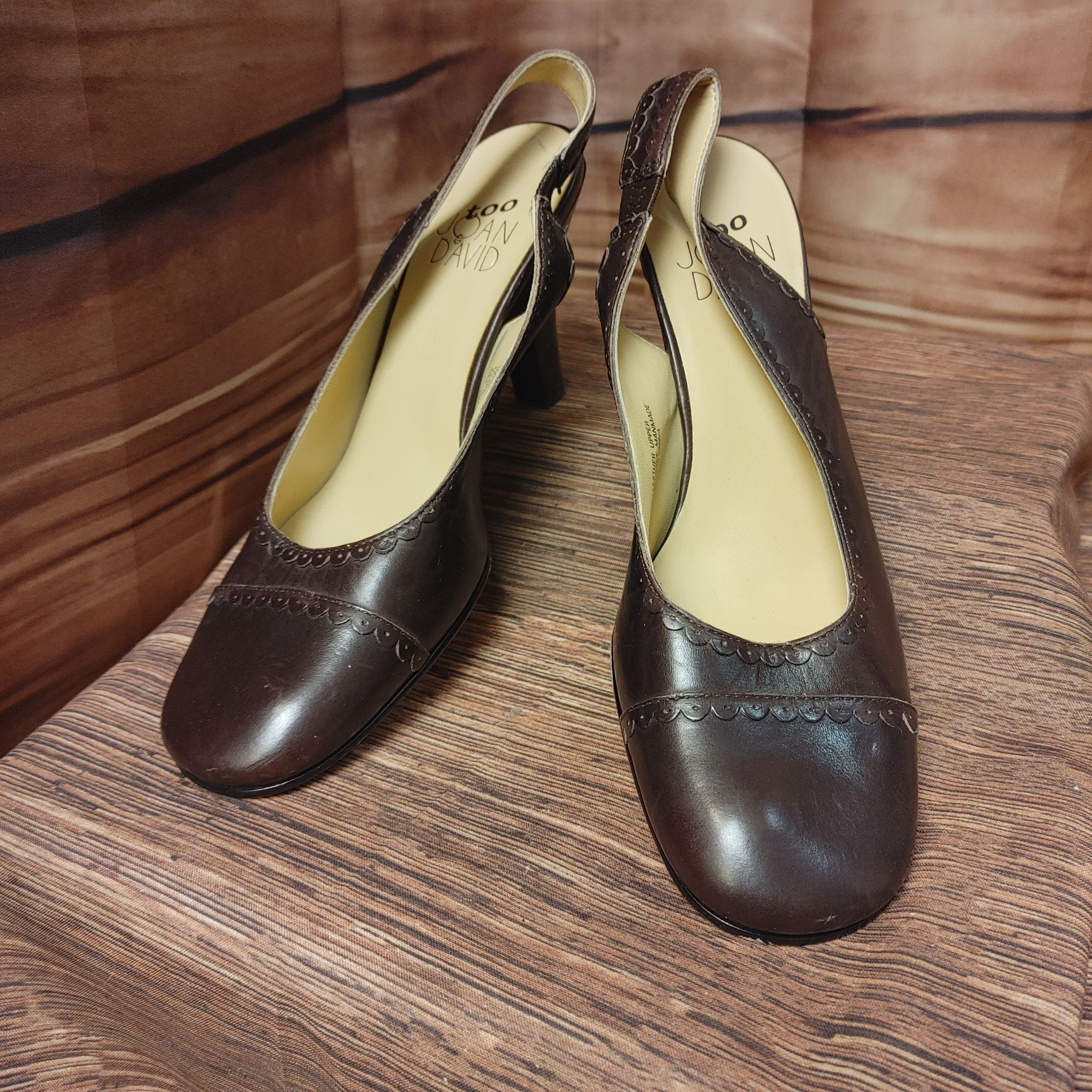 Other Women's Brown/Taupe Leather 3" Closed Toe Floral Ankle Strap Size US 6 / IT 36 - 1 Thumbnail