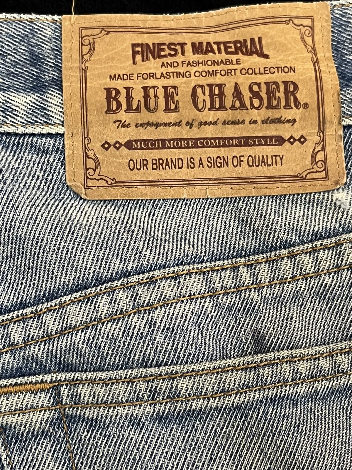 Japanese Brand Vintage Blue Chaser Baggy Mudwash Denim Size US 33 - 9 Thumbnail