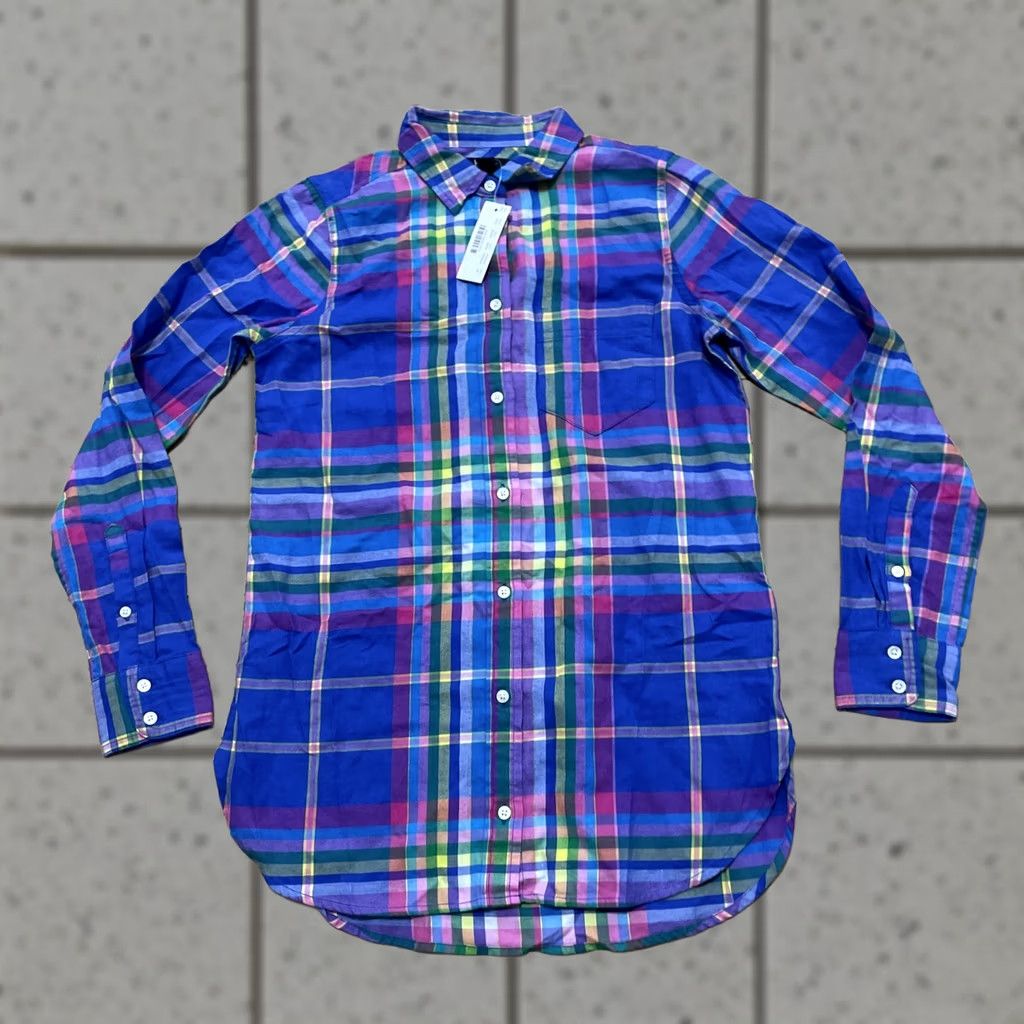J.Crew J.CREW Plaid Flannel Women 00 Button-Up Shirt Multicolor Y2K Madras Blue Pink AU255 NWT Size XXS / US 00 / IT 34 - 1 Thumbnail