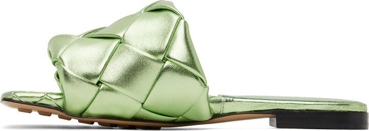 Bottega Veneta o1n1vont0924 Flats Lido in Metallic Green Size US 10.5 / IT 40.5 - 3 Thumbnail