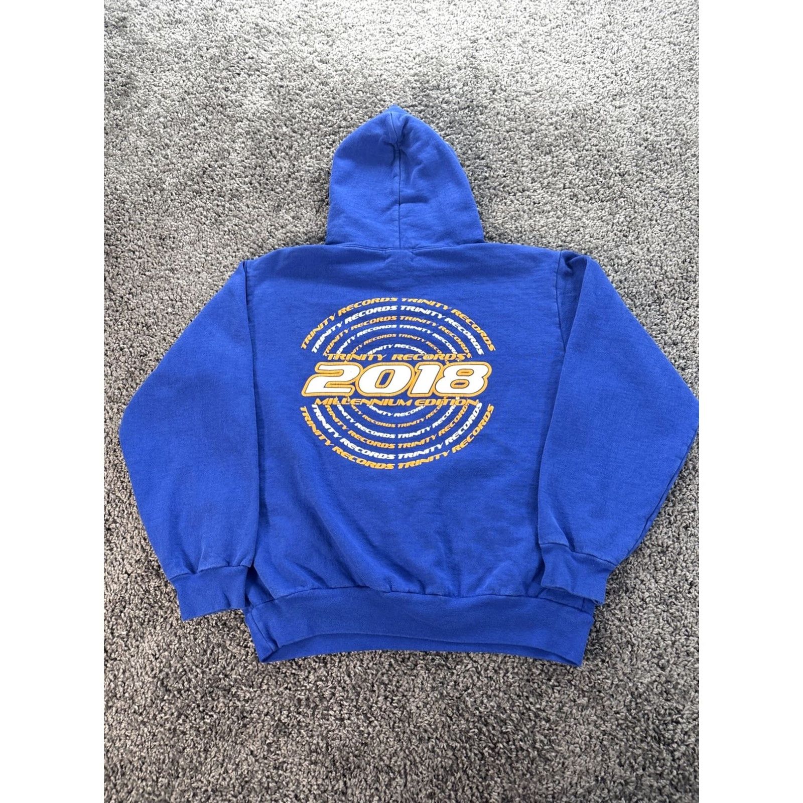 Vintage Trinity Records Hoodie Mens Medium Blue Heavy Weight Hooded 2018 Pullover Size US M / EU 48-50 / 2 - 6 Thumbnail