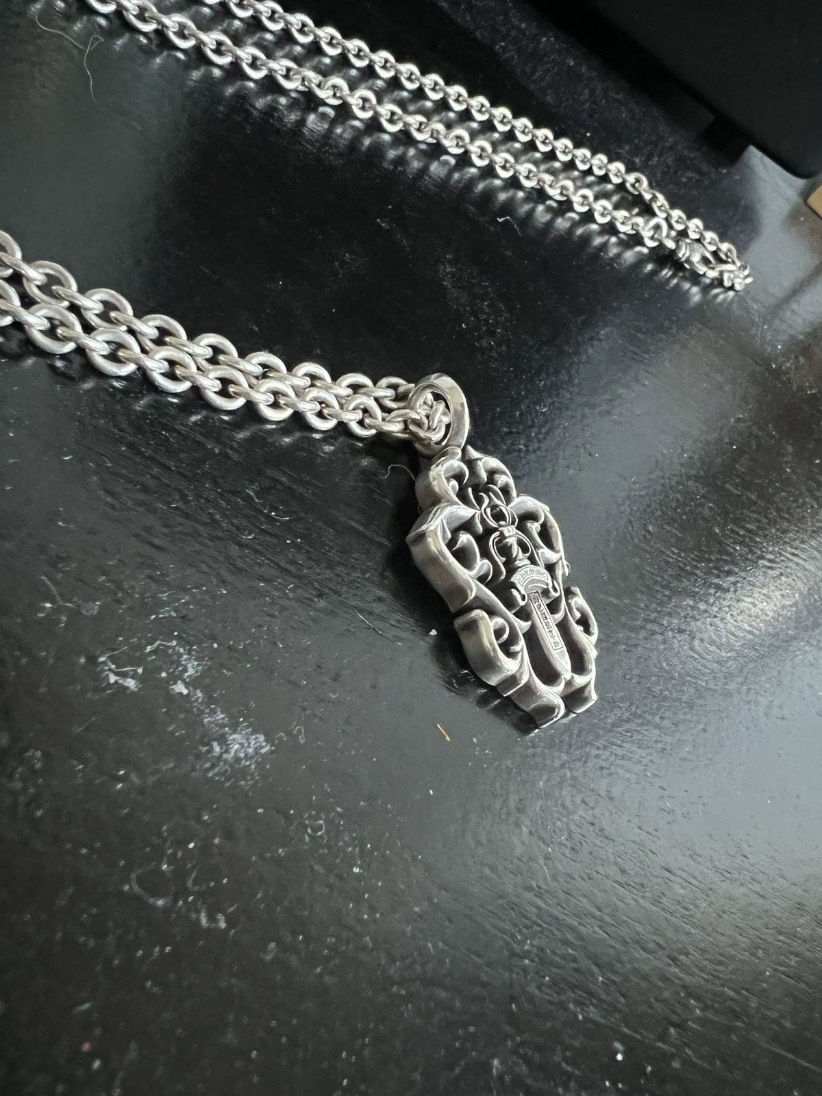 image of Chrome Hearts Vine Dagger Pendant in Silver, Men's