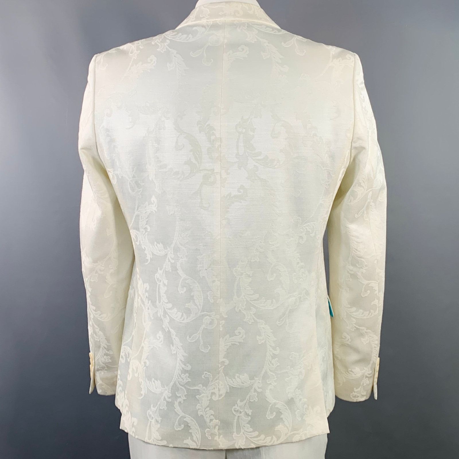 Moods of Norway MOODS OF NORWAY White Jacquard Cotton Notch Lapel Sport Coat Size 42R - 4 Thumbnail