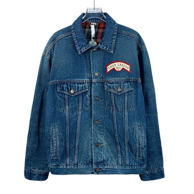 Gucci Gucci Dark Blue Logo Cotton Denim Jacket - dmc Size US XS / EU 42 / 0 - 1 Thumbnail