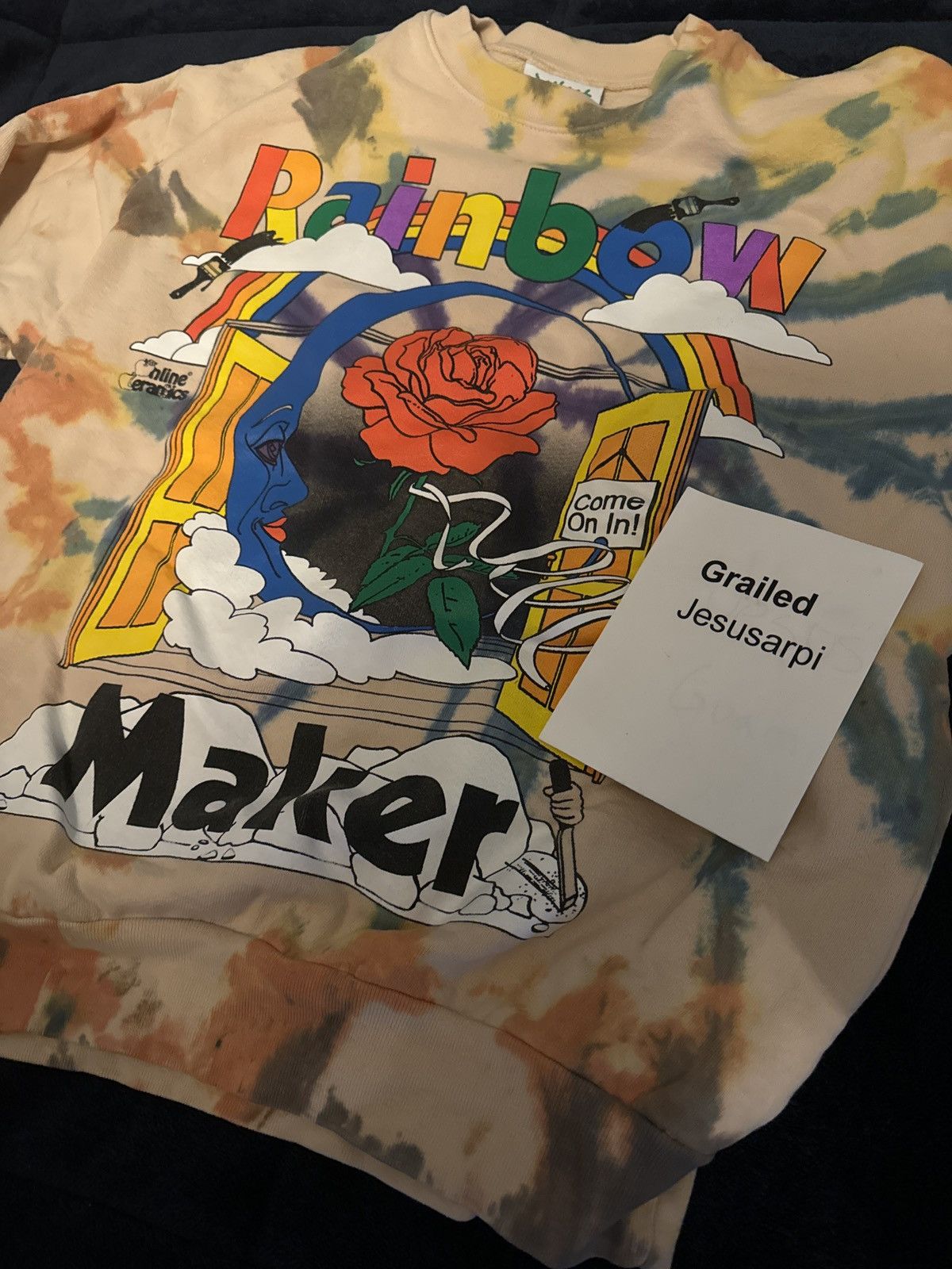 image of Online Ceramics Rainbow Maker Crewneck in Yellow, Men's (Size Medium)