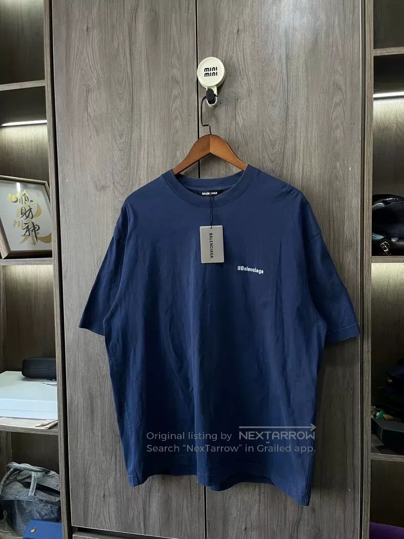 Balenciaga Balenciaga Dark Blue Double B Embroidery Logo Short Sleeve Size US L / EU 52-54 / 3 - 8 Thumbnail