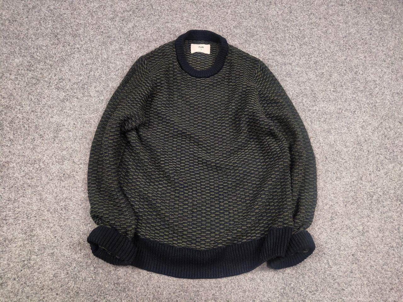 Folk Folk Design Dark Green Black Blend Knit Sweater Vintage Size US S / EU 44-46 / 1 - 2 Thumbnail