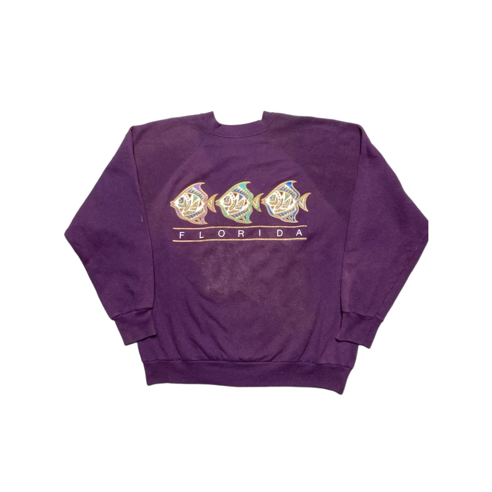 Vintage VINTAGE Florida fish aztec purple USA adult Large crewneck sweatshirt Shirt Mens History? Size US L / EU 52-54 / 3 - 1 Thumbnail