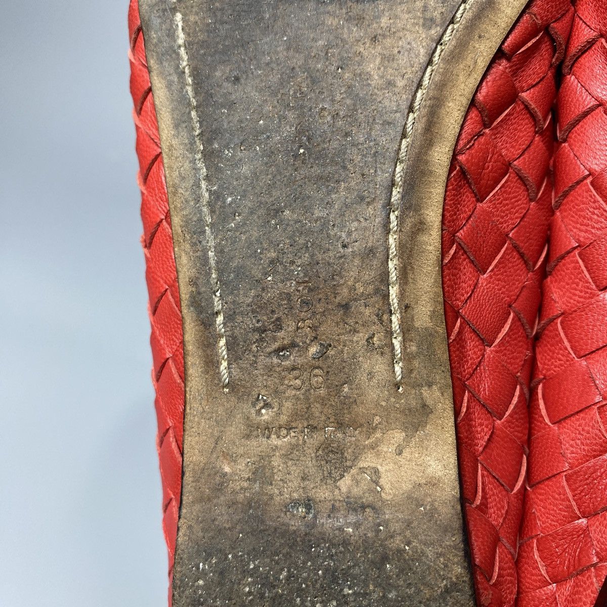 Bottega Veneta Red Leather Woven Ballet Flats Size US 6 / IT 36 - 14 Thumbnail