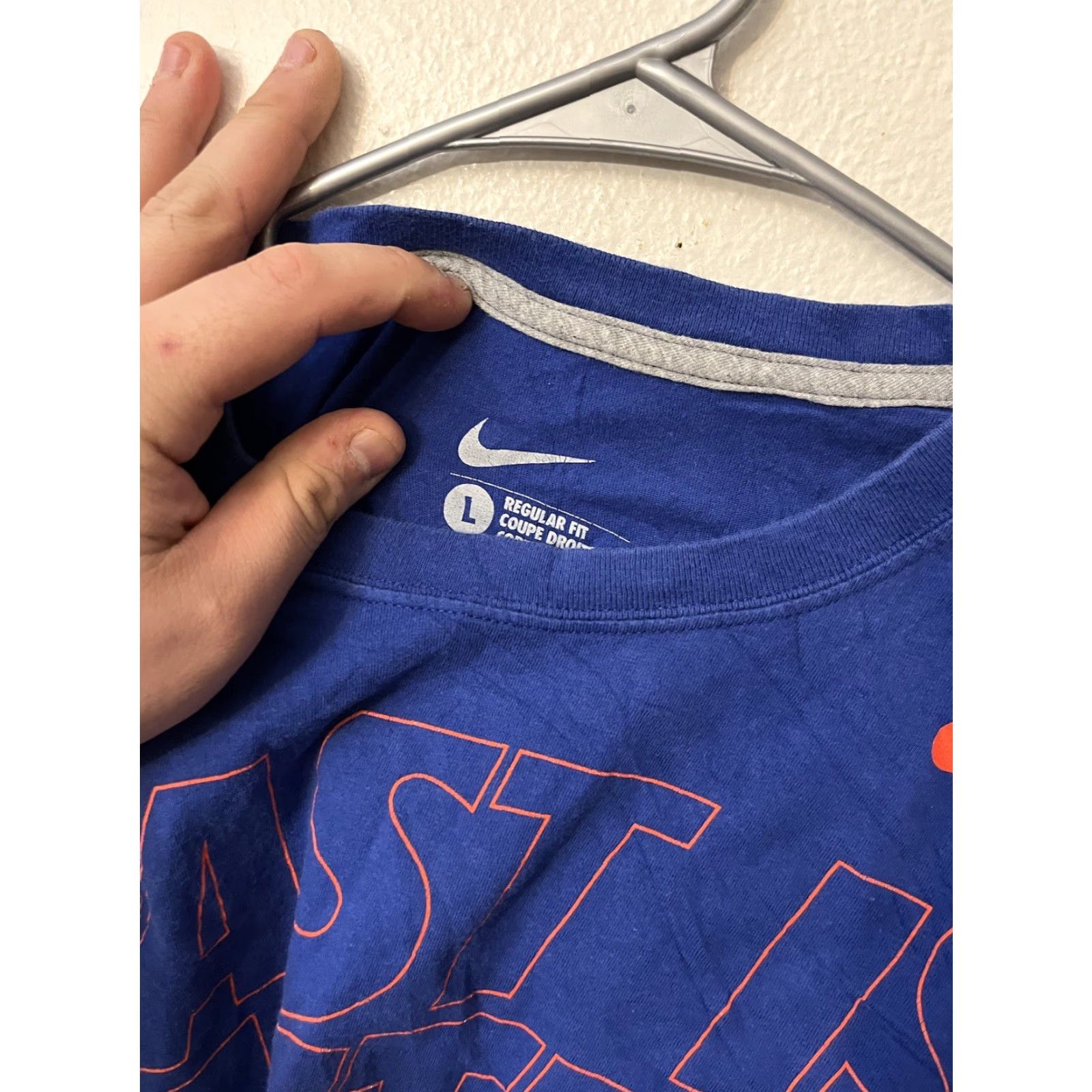 Nike Nike Shirt Mens Large Blue Nike Dri-Fit T-Shirt Crew Neck Short Sleeve Classic Fit Logo Cotton, Lightweight Sports Theme, Regular Size, Blue, Mens Size US L / EU 52-54 / 3 - 3 Thumbnail
