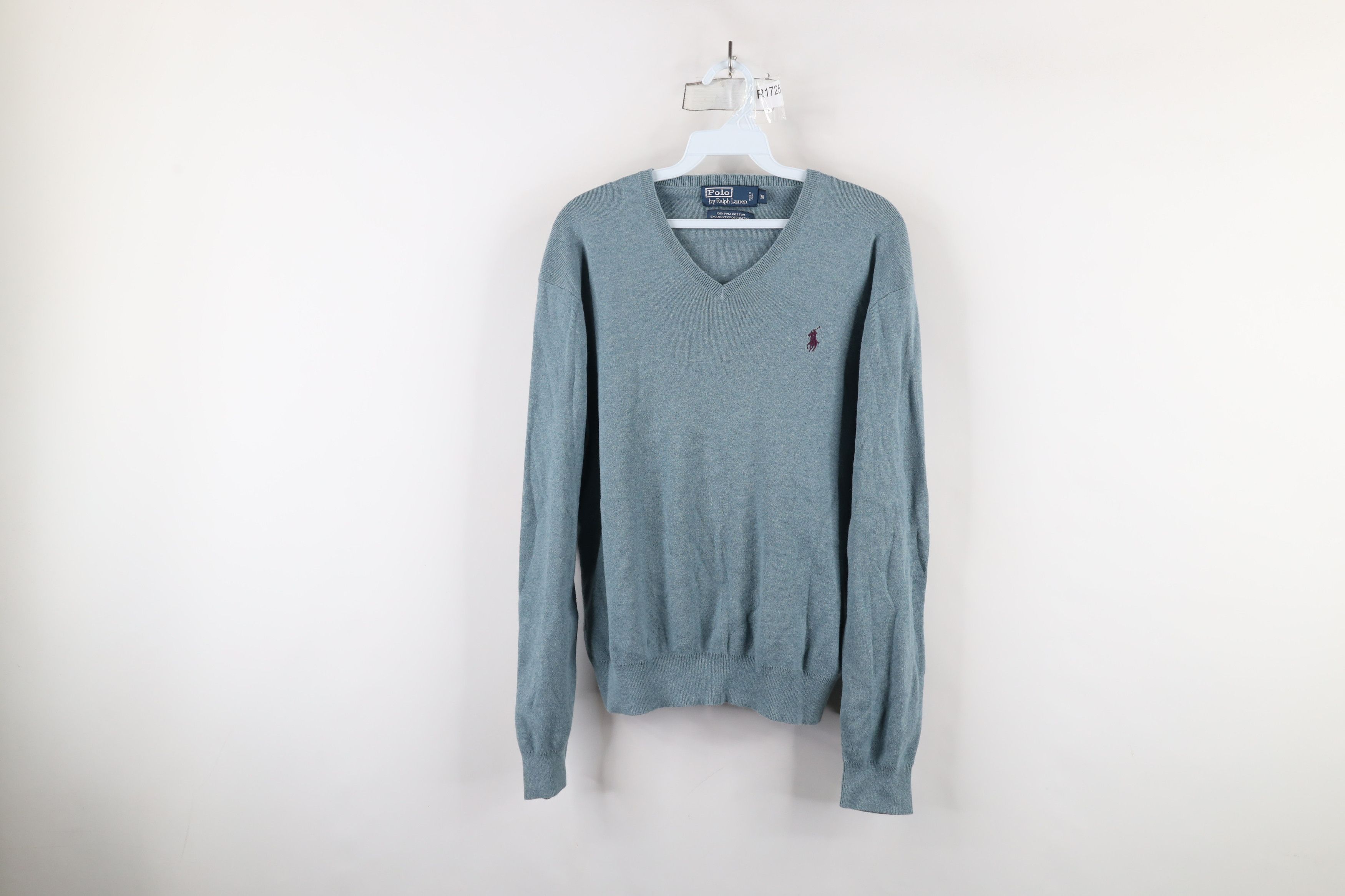 Ralph Lauren × Vintage Vintage Ralph Lauren Pima Cotton Ribbed Knit Sweater Teal Size US M / EU 48-50 / 2 - 1 Thumbnail