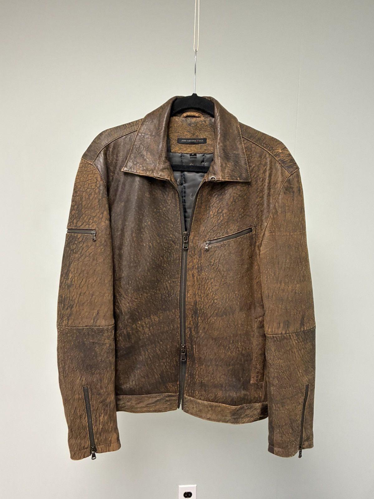John Varvatos Distressed Leather Jacket medium . Size US M / EU 48-50 / 2 - 15 Thumbnail