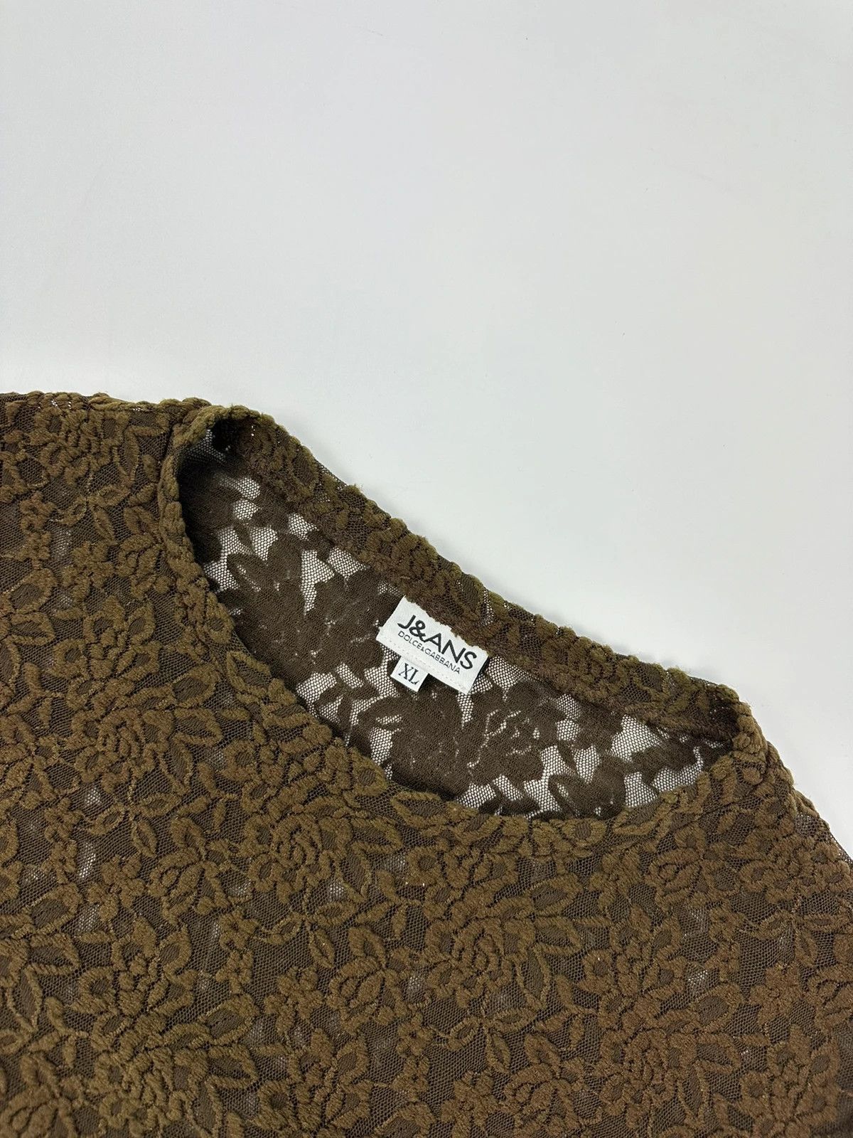 Dolce & Gabbana Dolce & Gabbana 90’s Laces Mesh Khaki Brown Flowers Tee Size L / US 10 / IT 46 - 5 Thumbnail