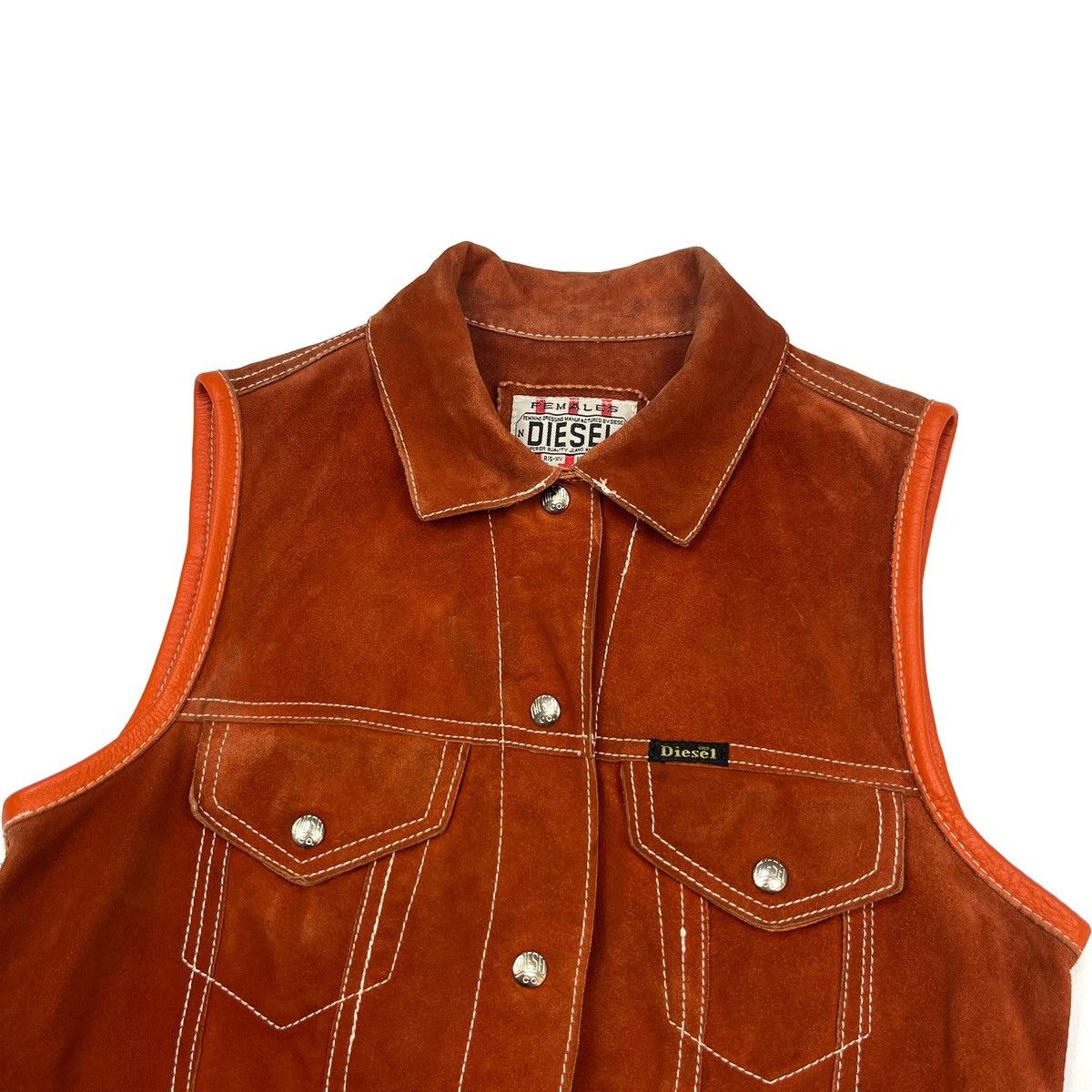 Diesel Vintage DIESEL Leather Vest 90s Suede Cowhide Waistcoat Size S / US 4 / IT 40 - 2 Thumbnail