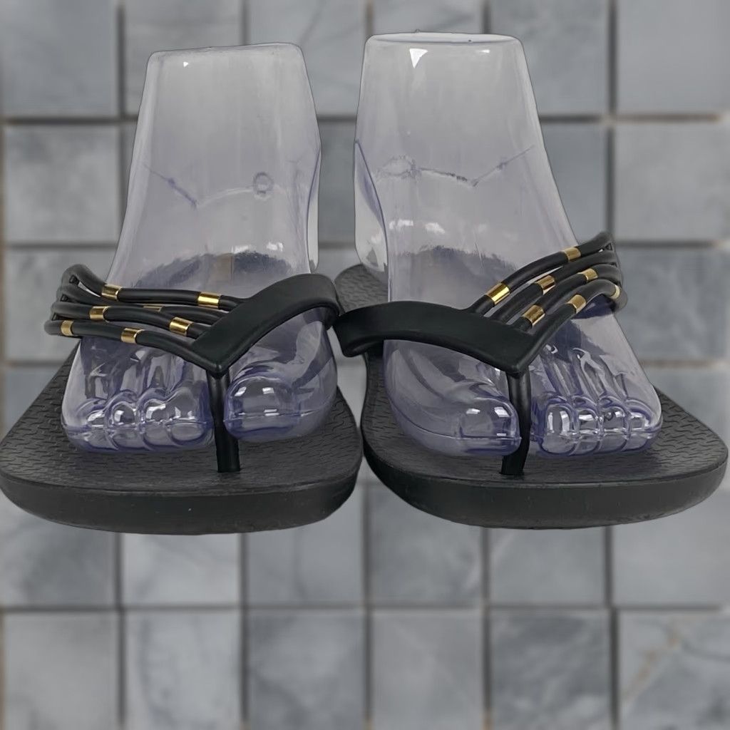 Vintage Ipanema Flip Flops Women’s US 10 EU 41 Sandal Black Rubber Wedge Mid Heel Flip Flop Mascul? Not. End. Size US 11 / IT 41 - 1 Thumbnail