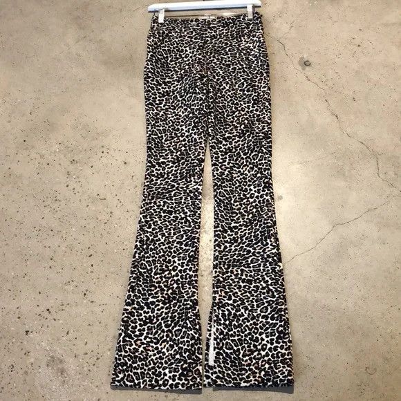 image of Anine Bing Leopard Split Cuff Cigarette Pants, Women's (Size 26)