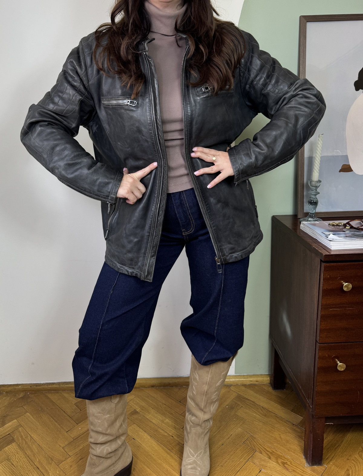 Joop! Joop! Jeans Black Lambskin Leather Biker Jacket Vintage 52 Size US L / EU 52-54 / 3 - 3 Thumbnail