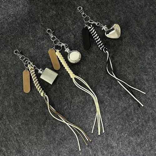 Jewelry 448Leather Tassel Keychains with Mini Flask Charms Size ONE SIZE - 4 Thumbnail