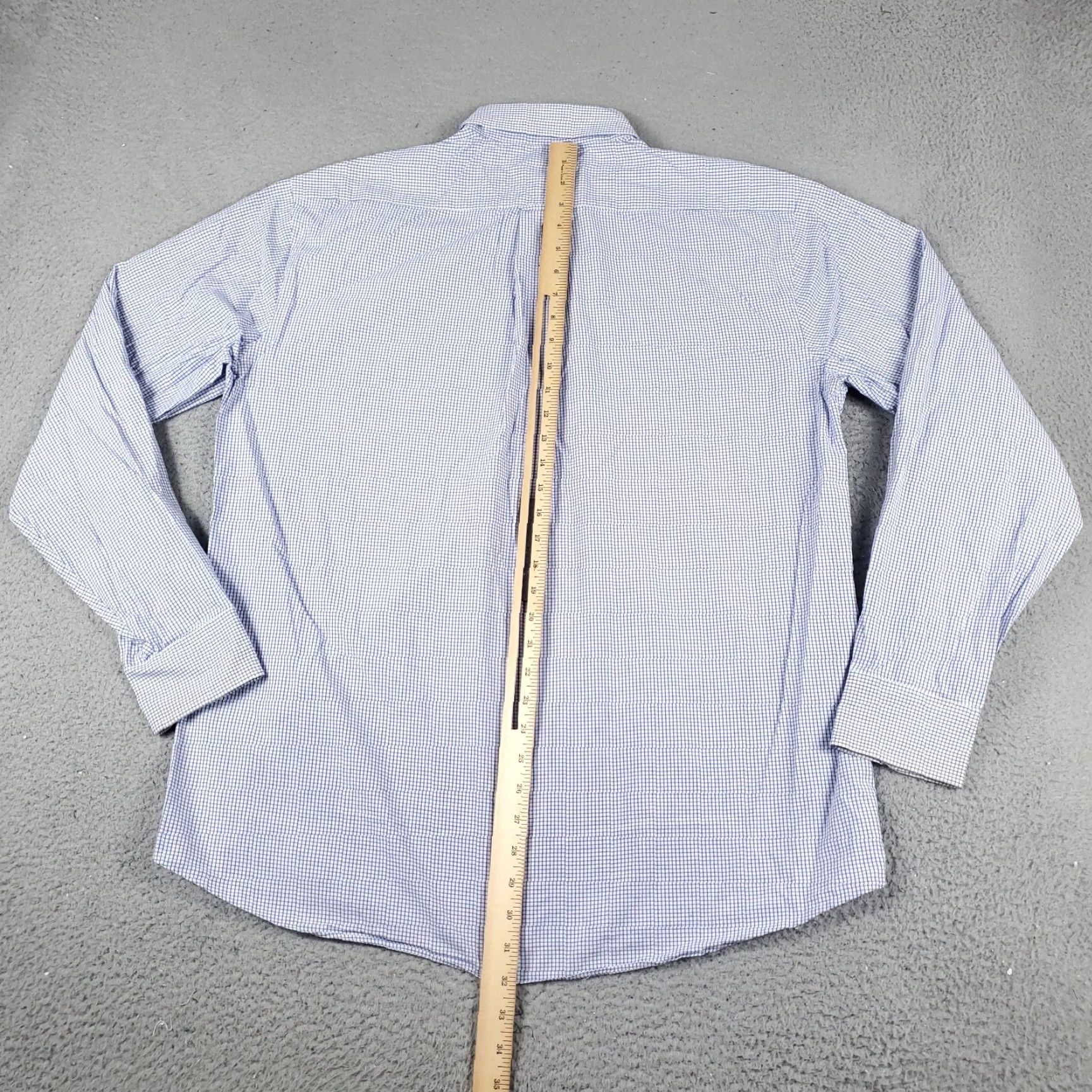 Tommy Hilfiger Tommy Hilfiger Dress Shirt Mens 16.5 Blue Check Long Sleeve Button-Up Classic American Preppy Size 42R - 6 Thumbnail
