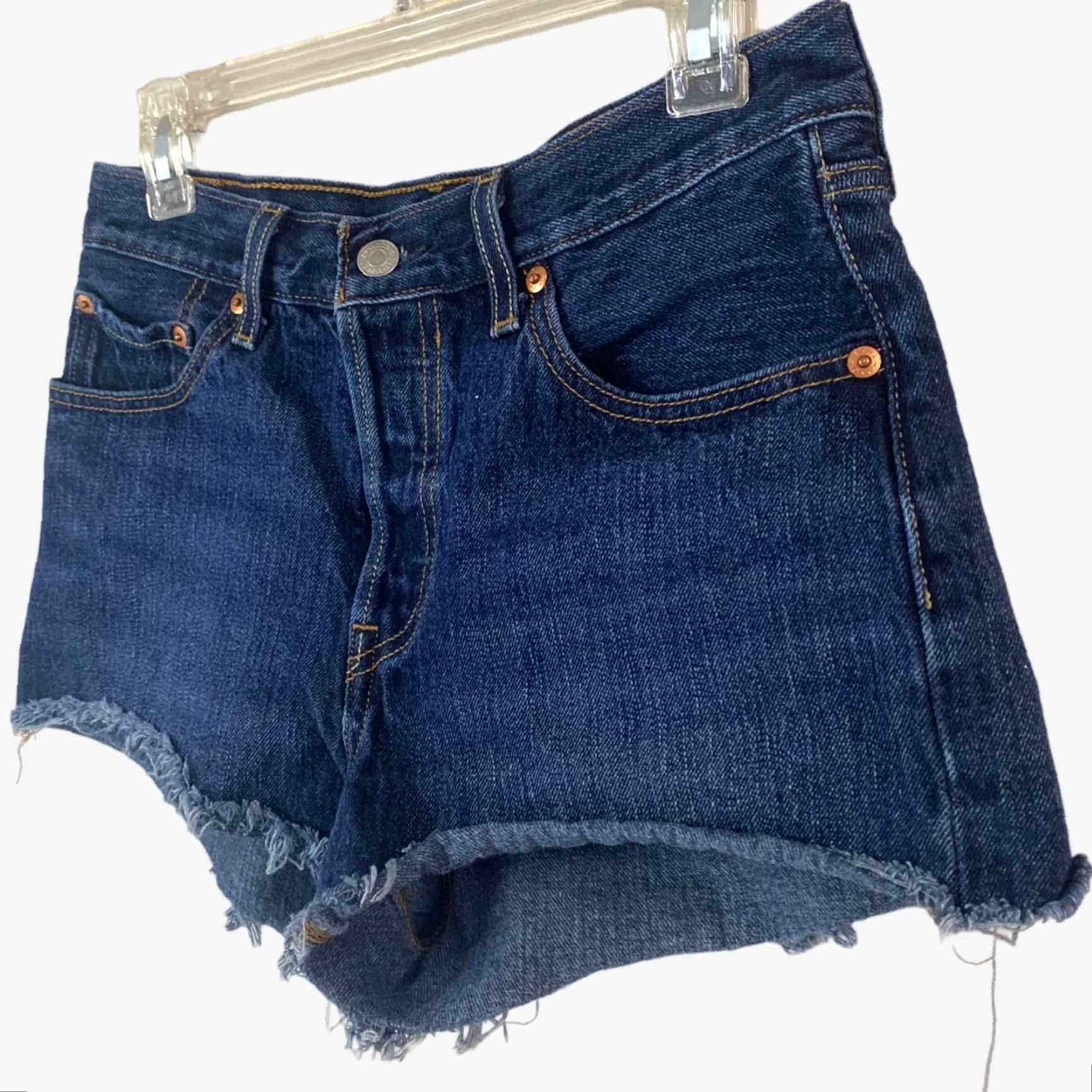 Levi's VINTAGE Levi's 501 Cut Off Button Fly Blue Denim Jean Shorts Womens 27 Size 27 Denim Blue 5-Pocket Womens Short Size 27" / US 4 / IT 40 - 2 Thumbnail