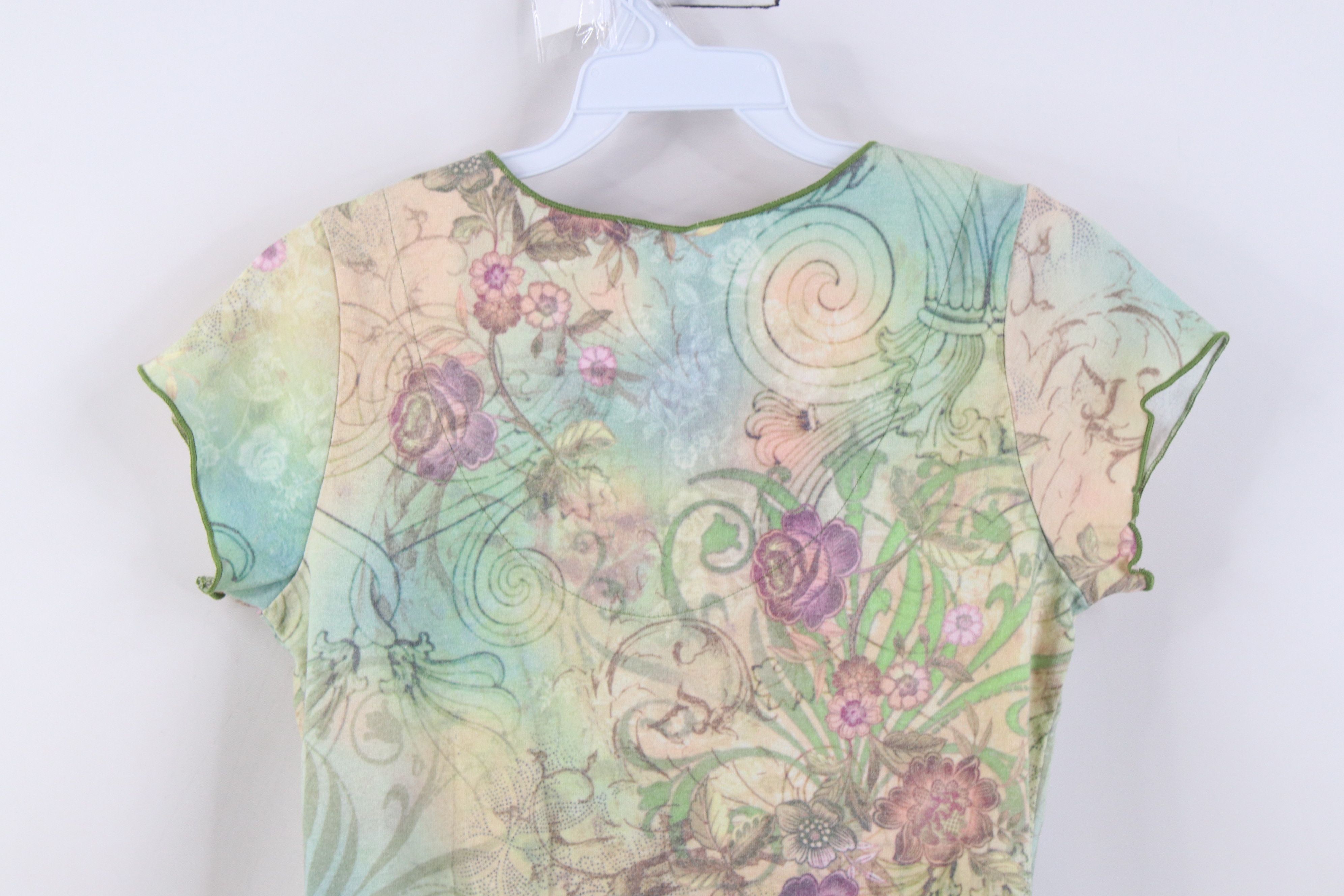 Vintage Vintage 90s Y2K Babydoll Fairy Flower Ribbed T-Shirt USA Size S / US 4 / IT 40 - 10 Thumbnail