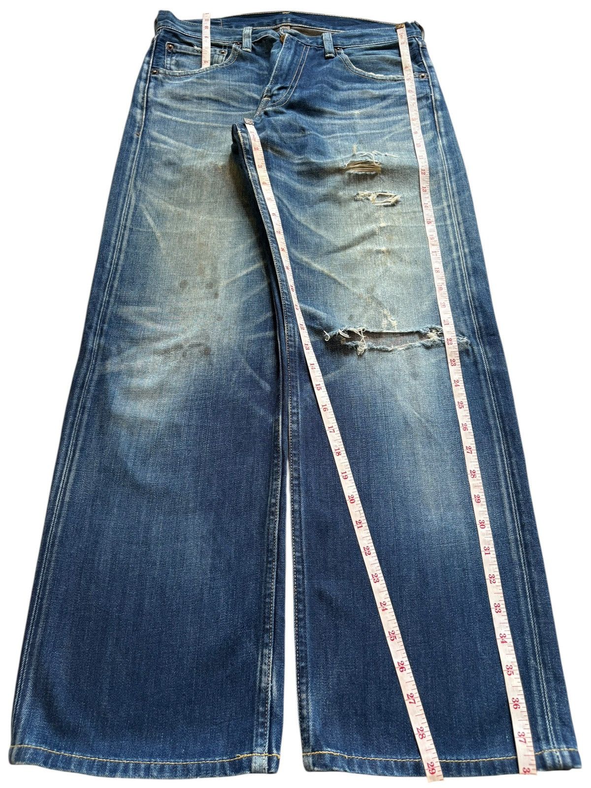 Levi's Vintage 90s Levis 503 Selvedge Mud Wash Distress Baggy Jeans Size US 32 / EU 48 - 13 Thumbnail