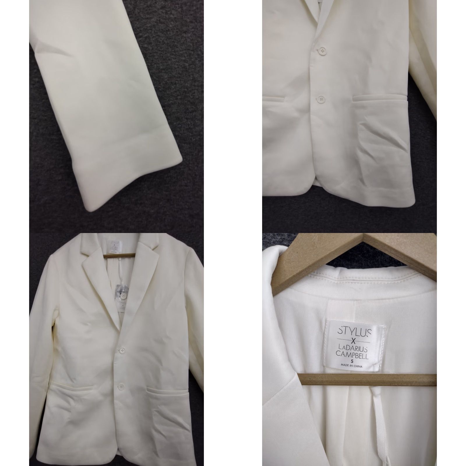 Vintage Stylus X LaDarius Campbell Lightweight Jacket Blazer Casual Ivory Mens S/M Size 36R - 8 Thumbnail