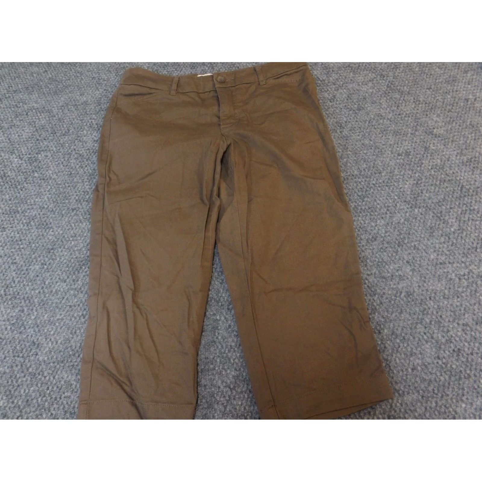 Vintage St. John's Bay Womens Pants Cropped 6 Straight Brown Cotton Lyocell Zip Regular Inseam 18 in Knit Stretch Zipper Size 28" / US 6 / IT 42 - 7 Thumbnail