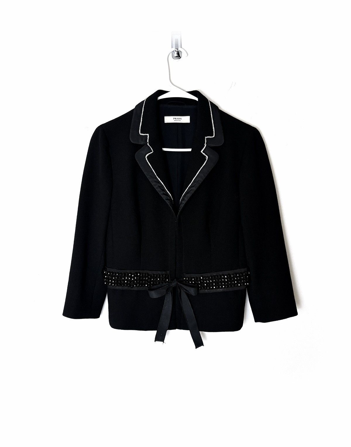 Prada Prada Black Jewel Embellished Cropped Wool Jacket Size M / US 6-8 / IT 42-44 - 1 Thumbnail